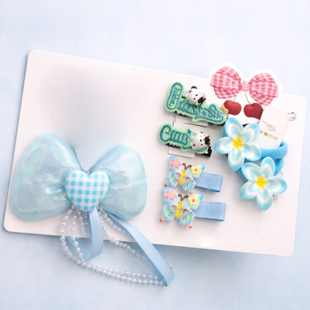 Cute Kids Hair Accessories Set – BowClips & Cartoon Clips Collection