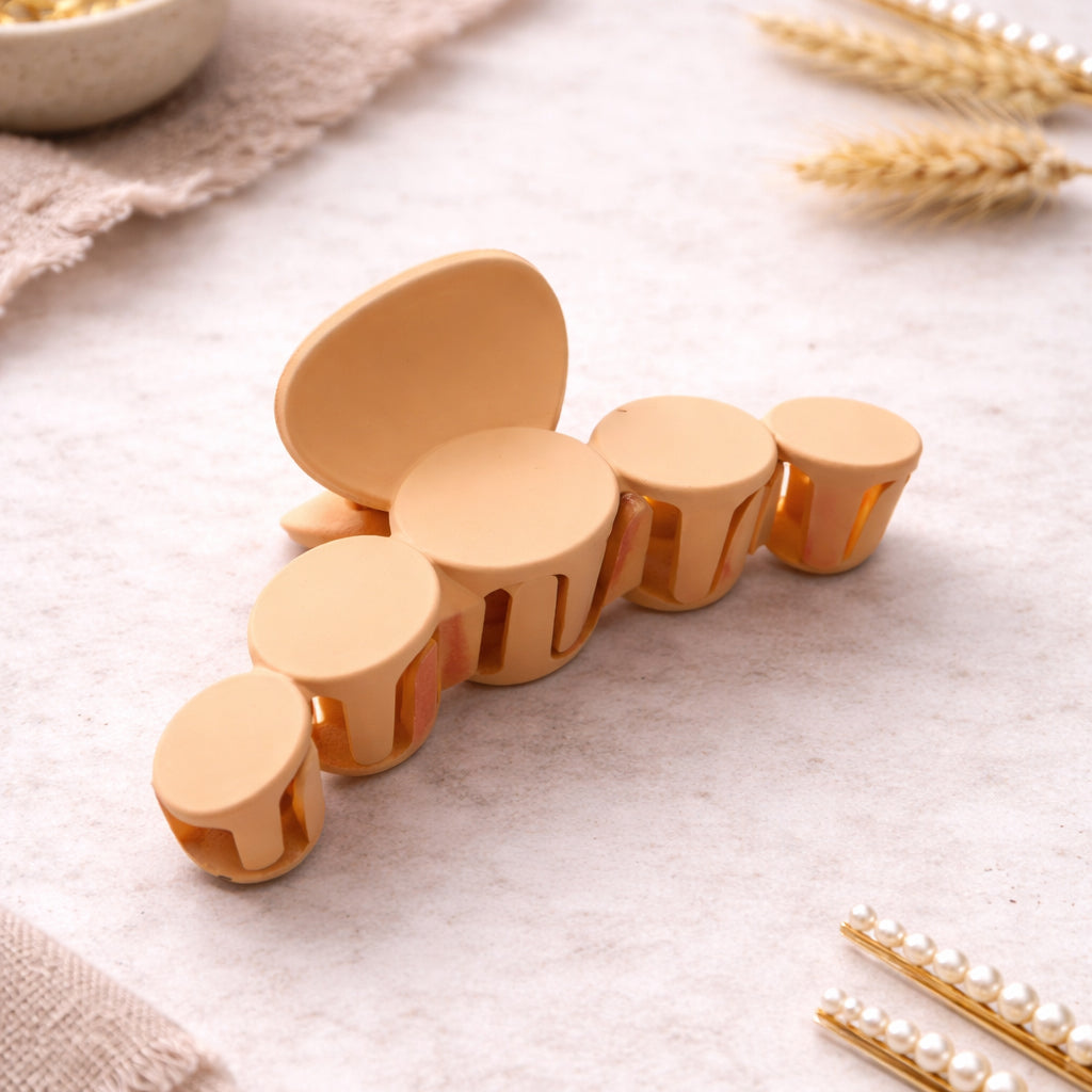 Matte Peach Geometric Round Hair Claw Clip for Women