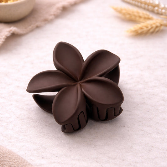 Matte Plumeria Flower Hair Claw Clip for girls