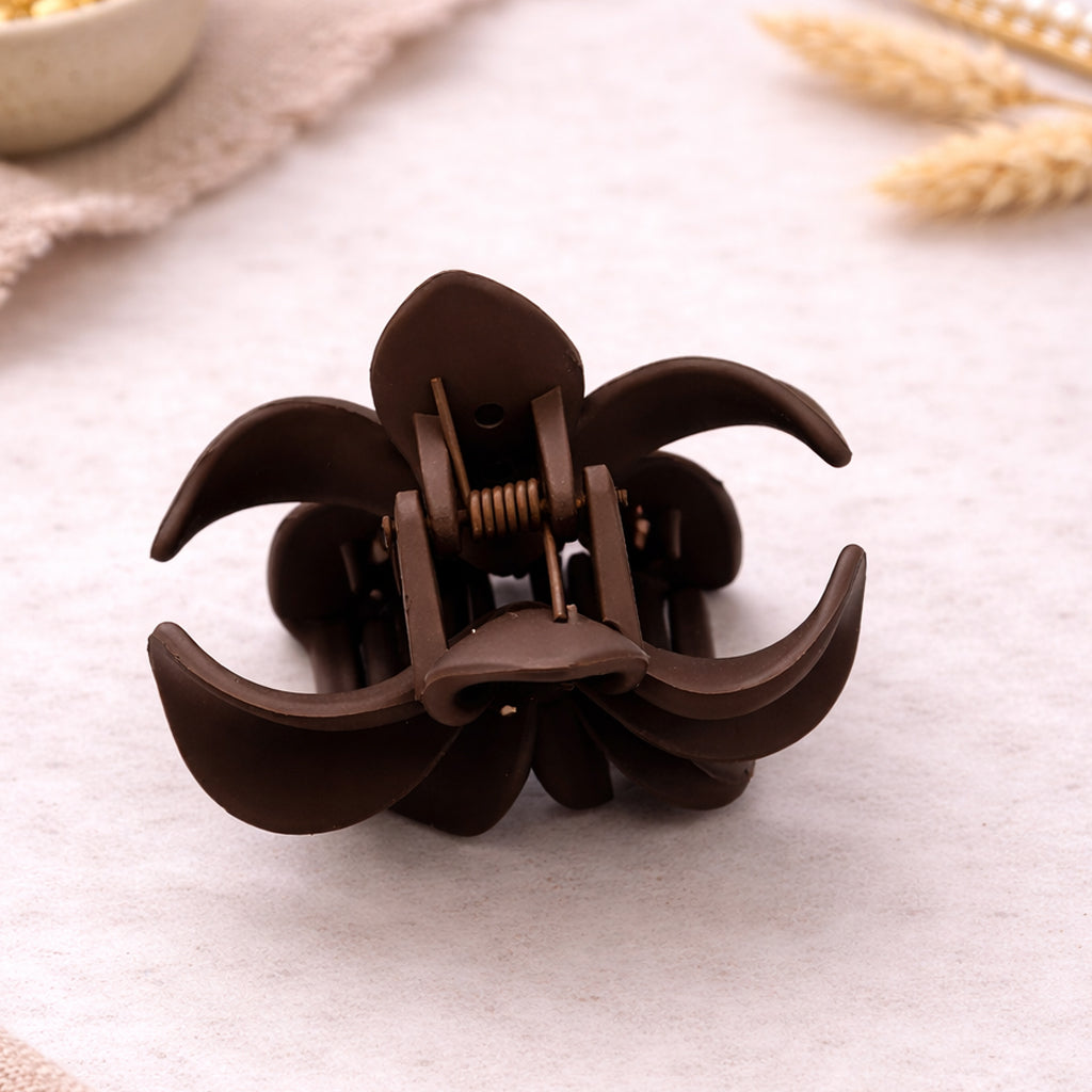 Matte Plumeria Flower Hair Claw Clip for girls