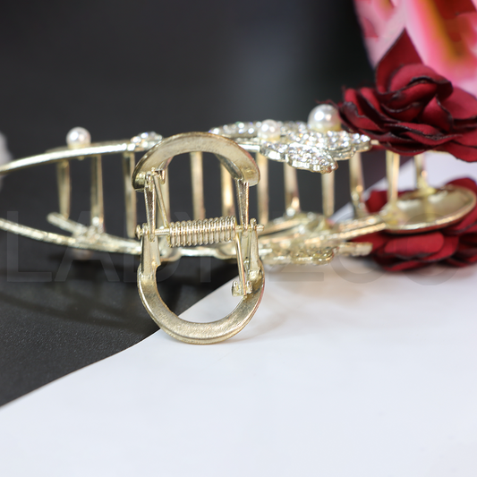 rose red Gold Large Metal Clutchers for Women