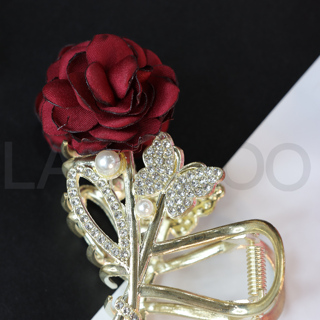 rose red Gold Large Metal Clutchers for Women