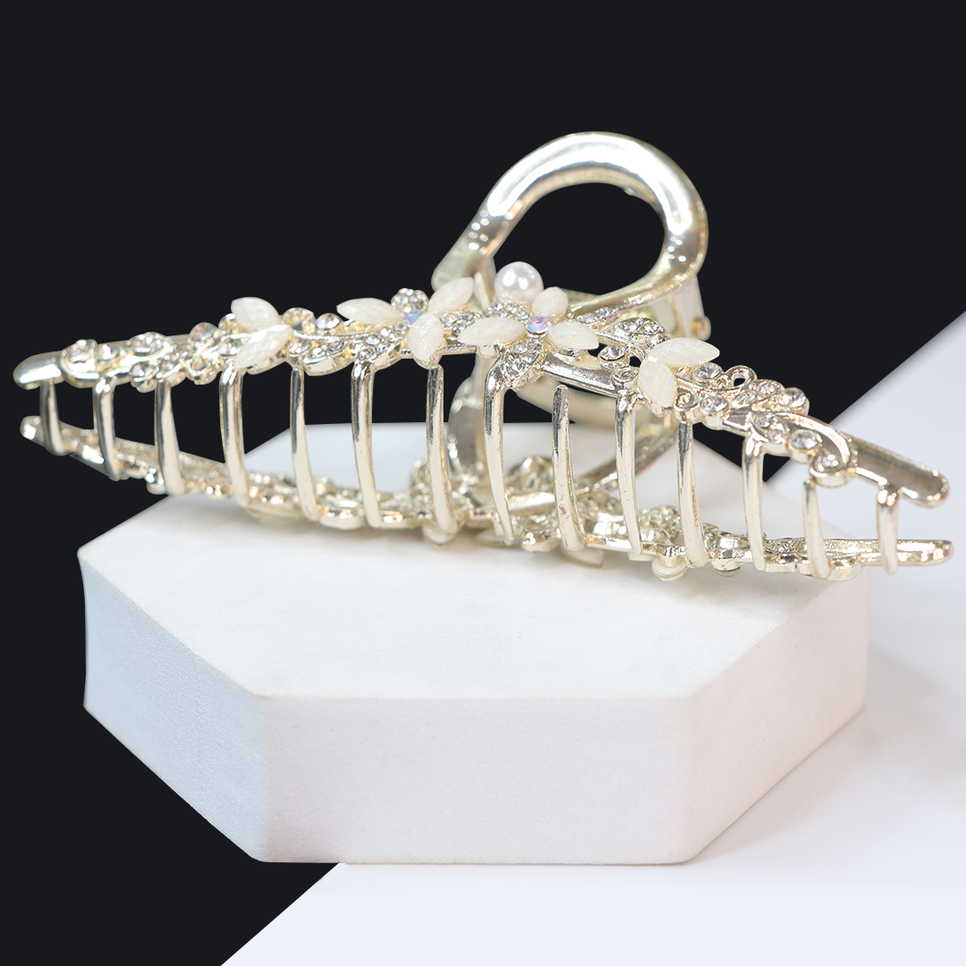 Golden Large Metal Pearl Rhinestone Hair Clutcher hair Claw Hair Accessories For Women
