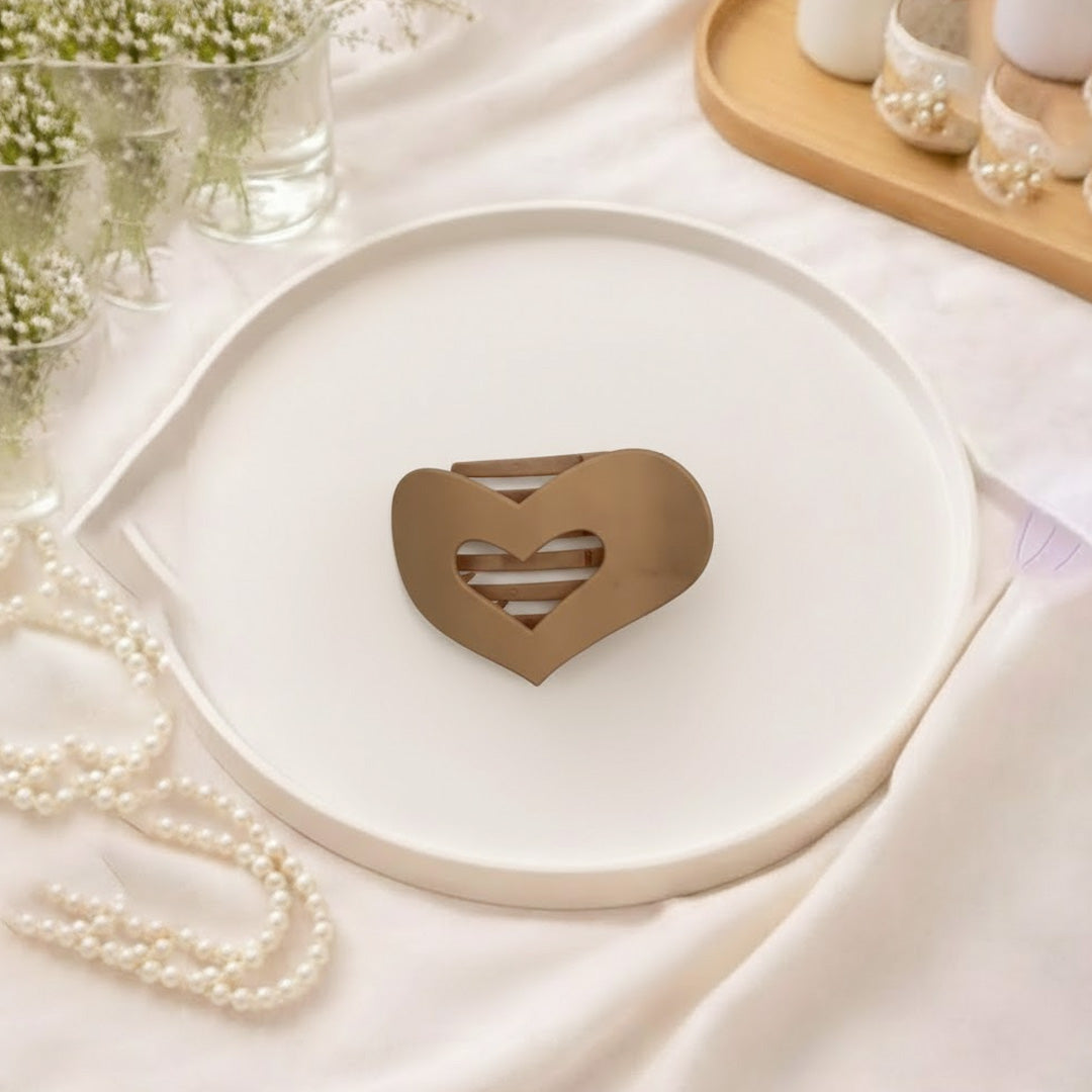 Heart Shape Hair Claw Clips for Women & Girls Matte Finish Strong Grip