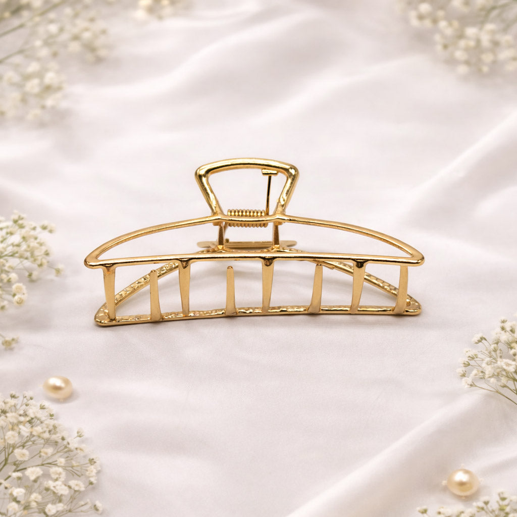 Elegant Gold Metal Claw Clips Set – Pack of 12 Geometric & Floral Hair Clamps for Women