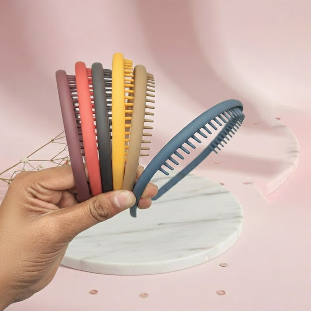 Pack of 12 Classic Zigzag Plastic Hair Bands – Comfortable Anti-Slip Headbands for Women & Girls
