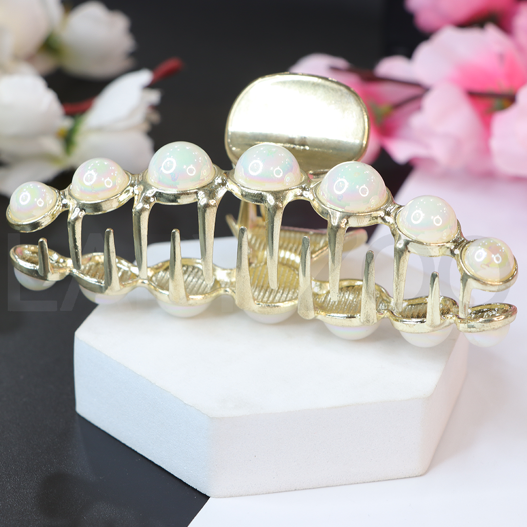 Large Pearl Hair Claw Clips Gold Metal Pearl Hair Clips Hair Jaw Clamp For girls