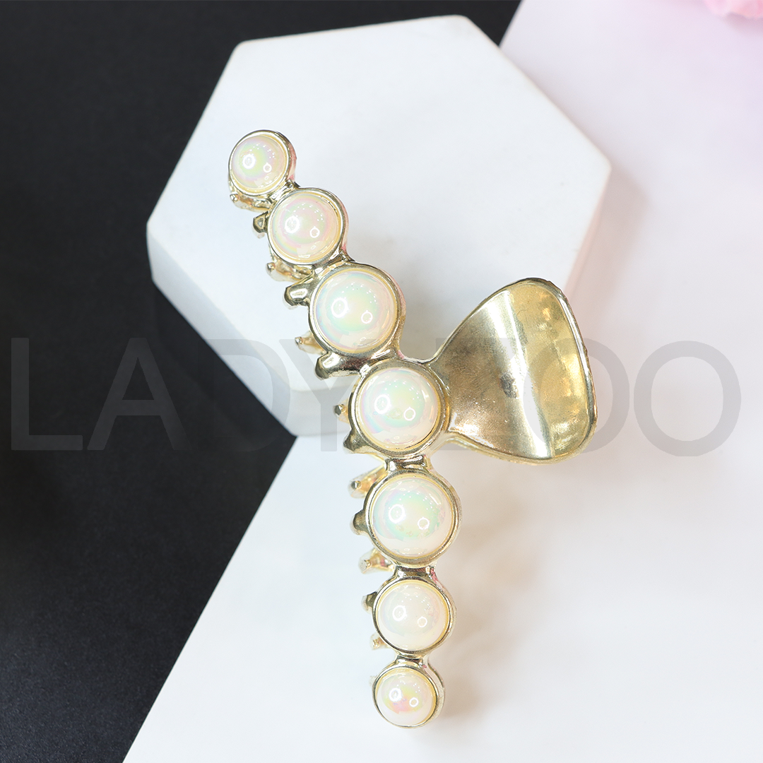 Large Pearl Hair Claw Clips Gold Metal Pearl Hair Clips Hair Jaw Clamp For girls