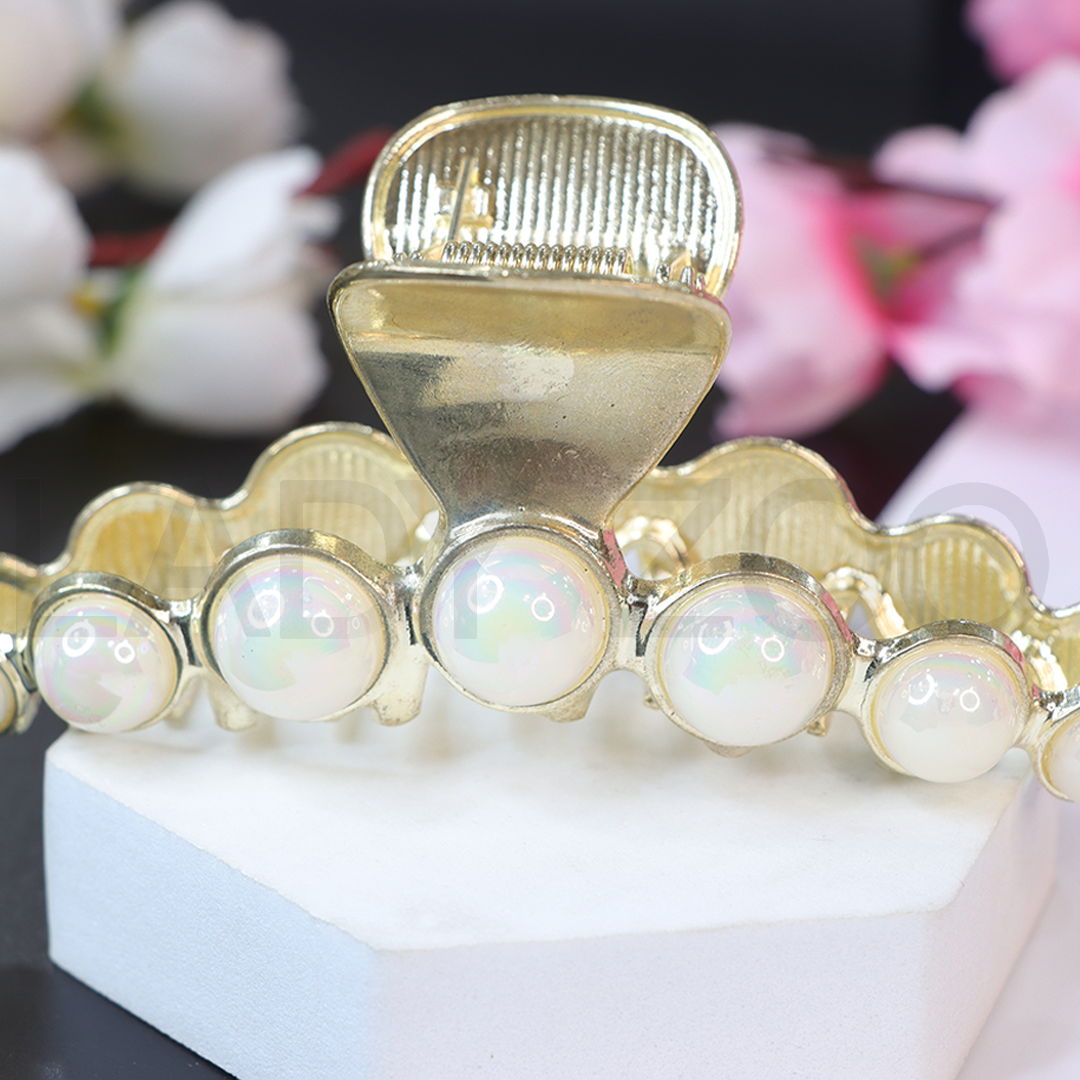 Large Pearl Hair Claw Clips Gold Metal Pearl Hair Clips Hair Jaw Clamp For girls