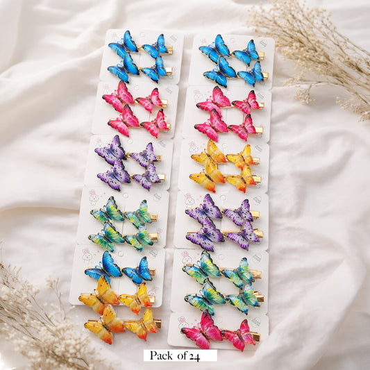 Pack of 24 Colorful Butterfly Hair Clips – Girls’ Snap Clip Set