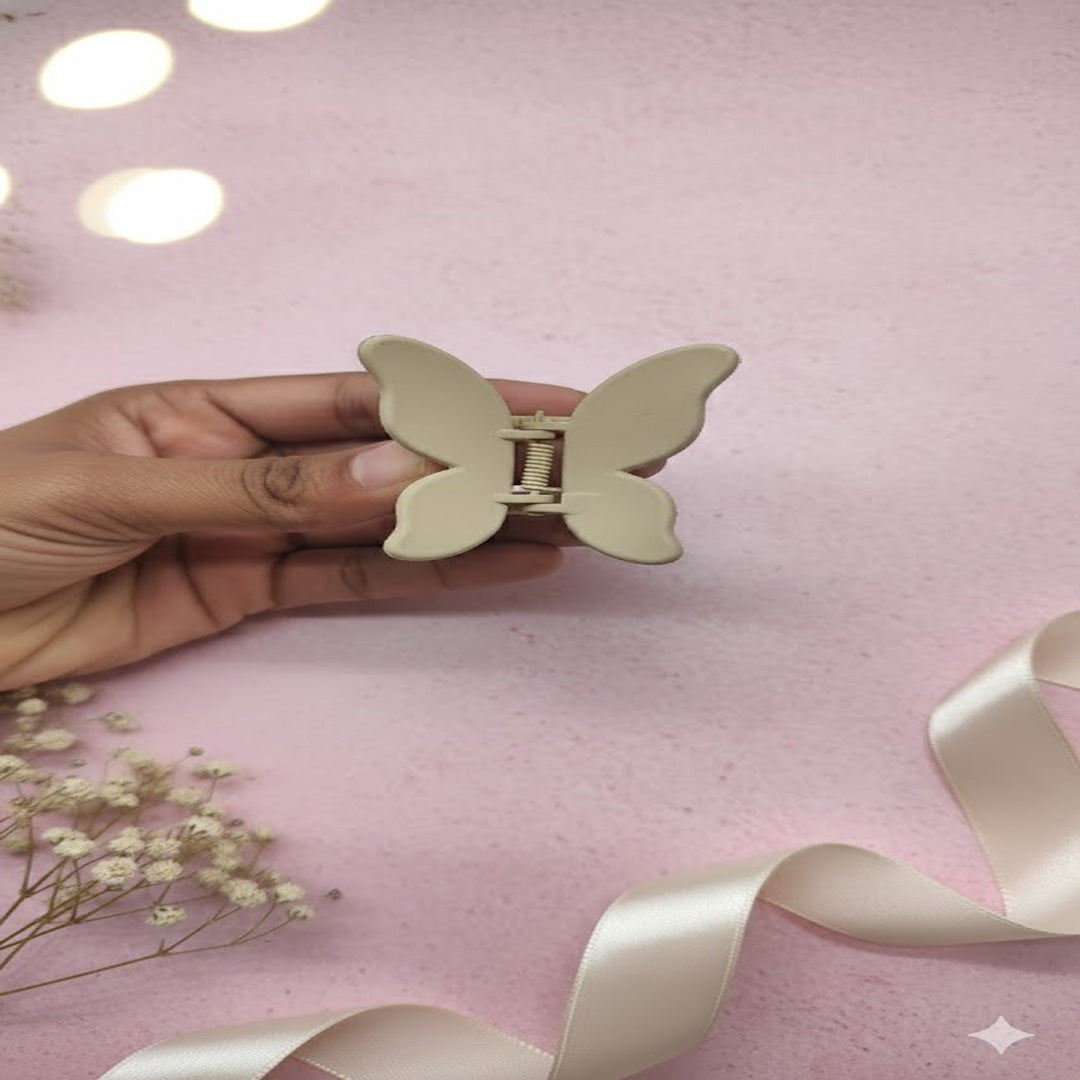 Matte Butterfly Mini Claw Clips – Pack of 12 Neutral Tone Hair Accessories