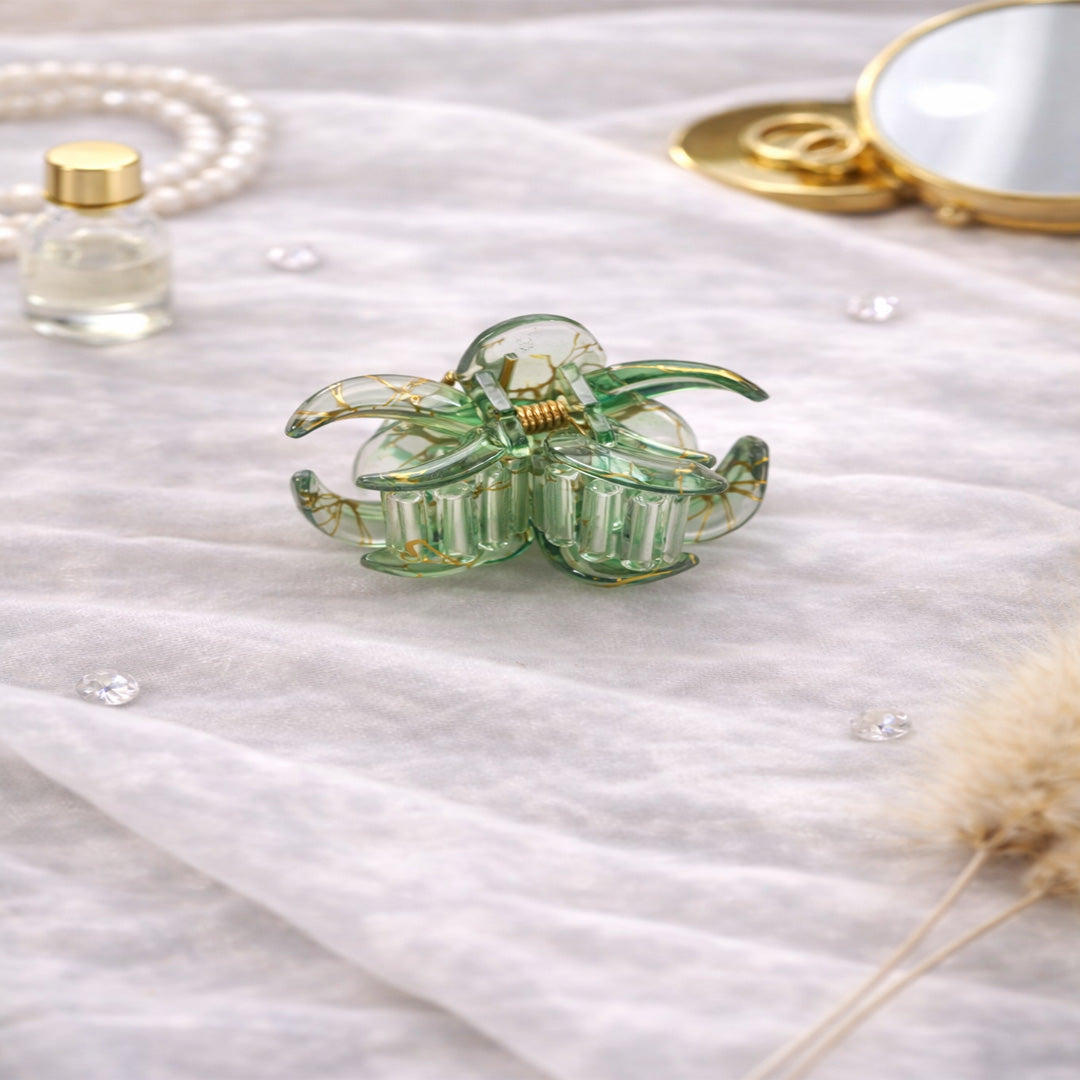 Transparent Floral Claw Clips – Pack of 12 Elegant Butterfly Flower Hair Accessories