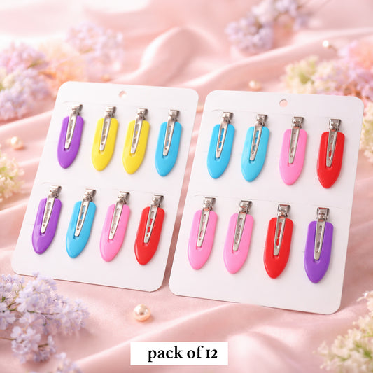 Colorful Snap Hair Clips – Pack of 12 Vibrant Hair Accessories for Girls & Women
