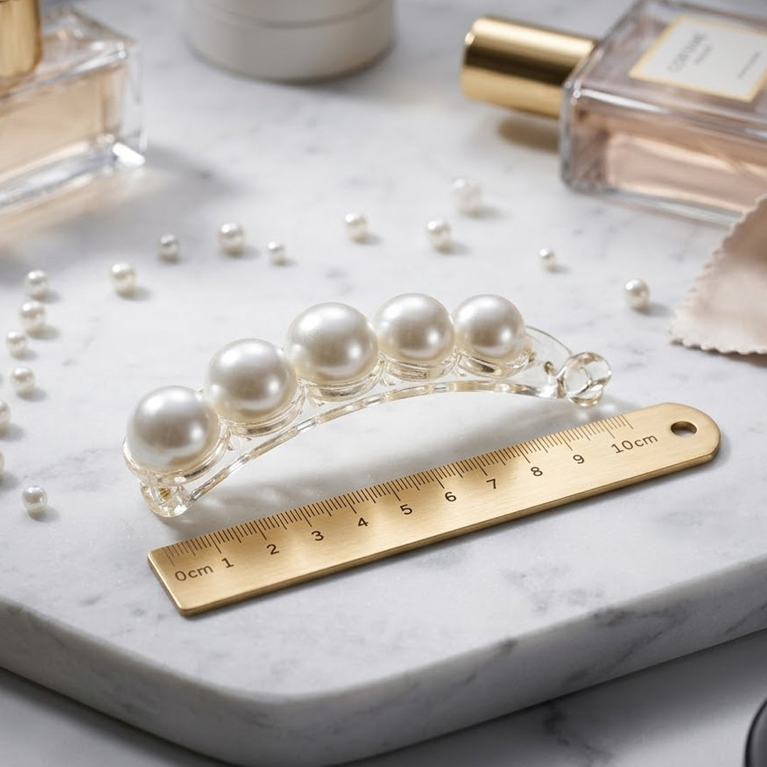 Aura Pearl Elegant Curved Pearl Hair Claw Set OF 12