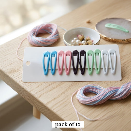 Glossy Pastel Tic Tac Snap Hair Clips - Set of 10 Multicolor Metal Hair Pins for Kids, Girls, and Women