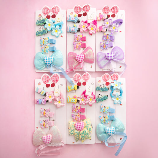 Cute Kids Hair Accessories Set – BowClips & Cartoon Clips Collection