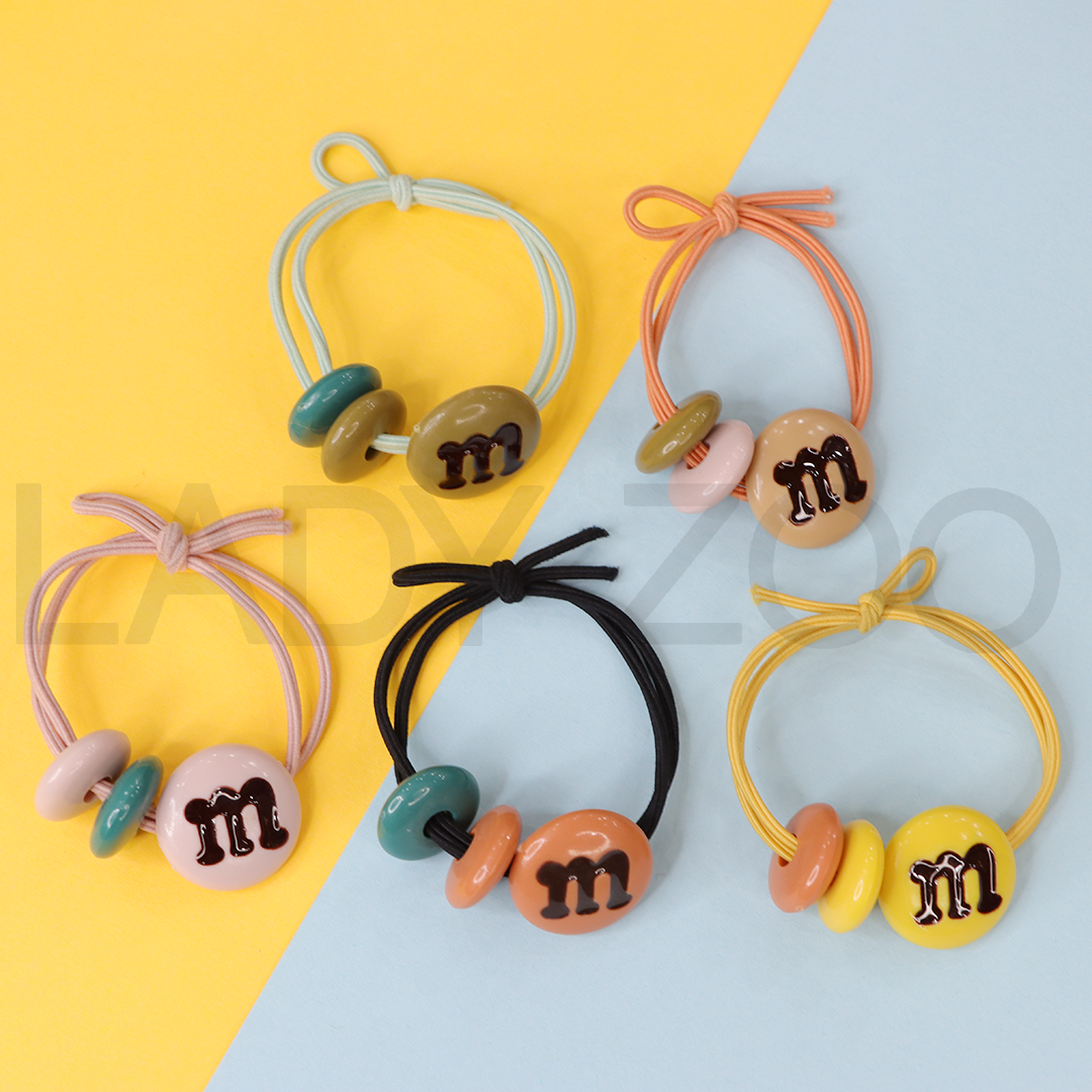 Pastel Color M Words Double Layer Rubber Band Hair Accessories For Girls