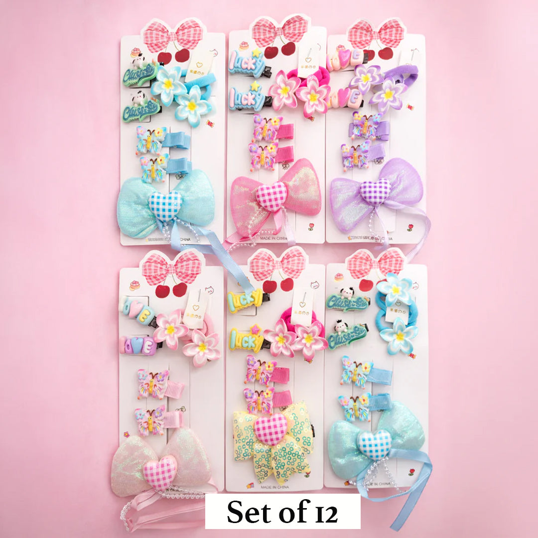 Cute Kids Hair Accessories Set – BowClips & Cartoon Clips Collection