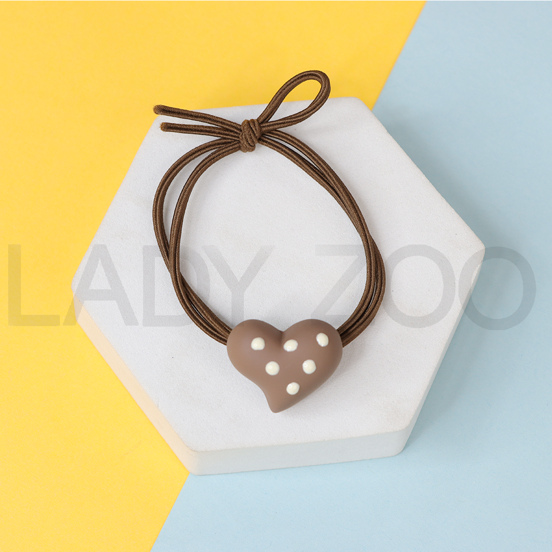 Cute And Elegant Brown Love Rubber Band Hair Accessories for Girls