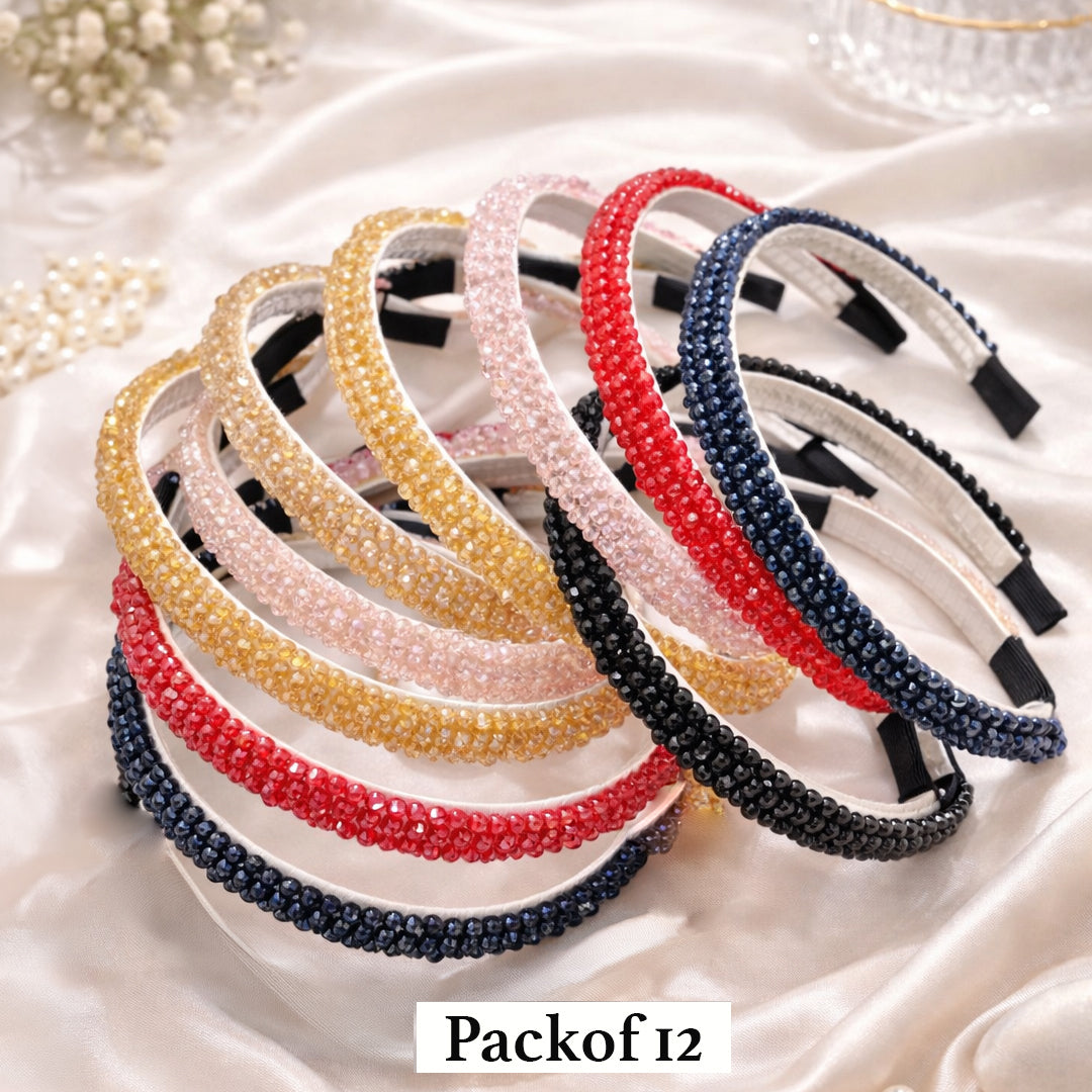 Crystal Beaded Hair Band – Elegant Golden Headband for Women