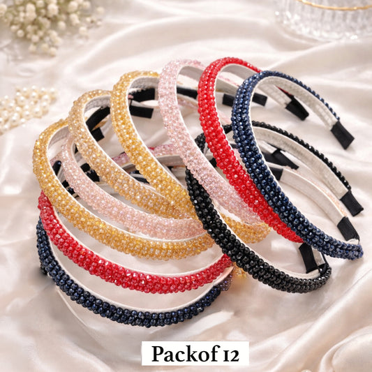 Crystal Beaded Hair Band – Elegant Golden Headband for Women