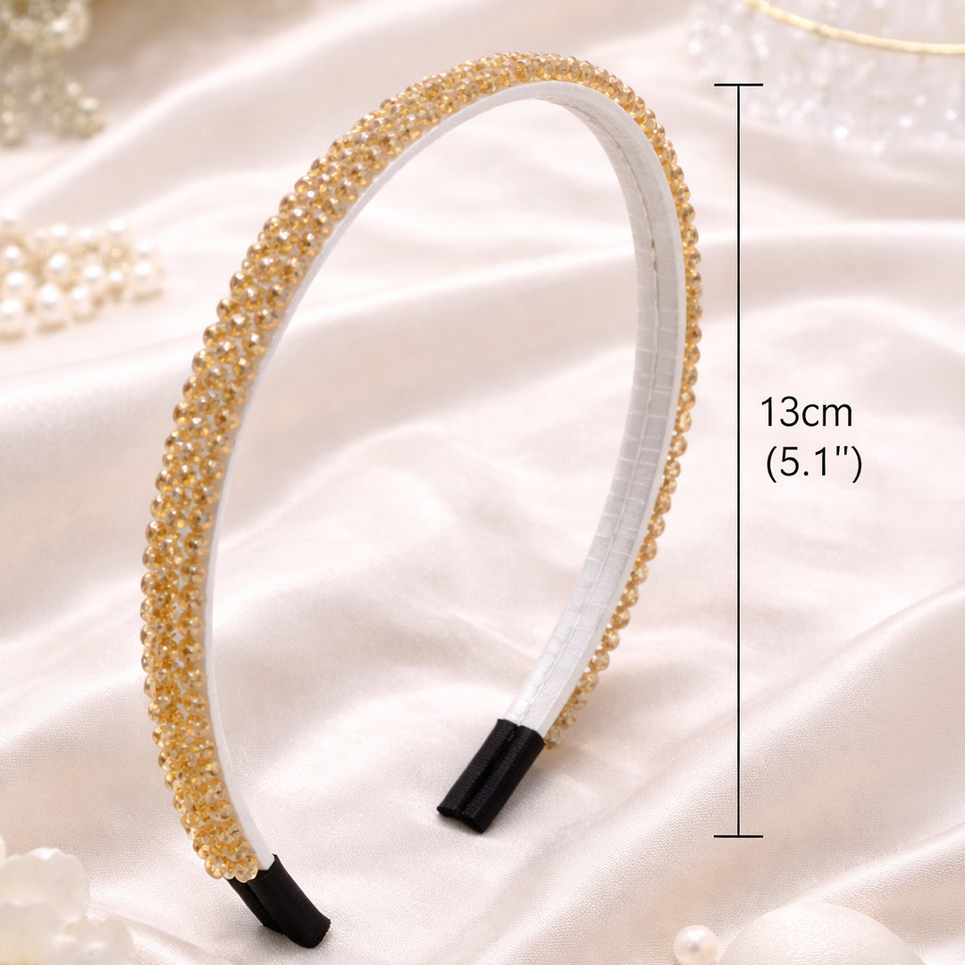 Crystal Beaded Hair Band – Elegant Golden Headband for Women