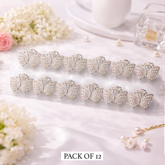 Luxury Crystal Butterfly Hair Clips Set OF 12