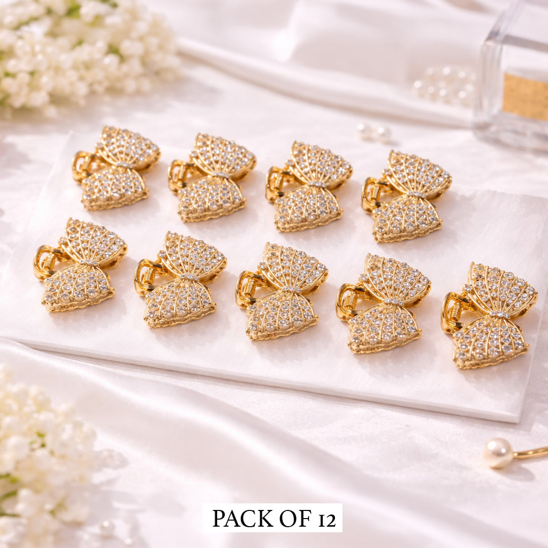 gold butterfly hair clips set OF 12