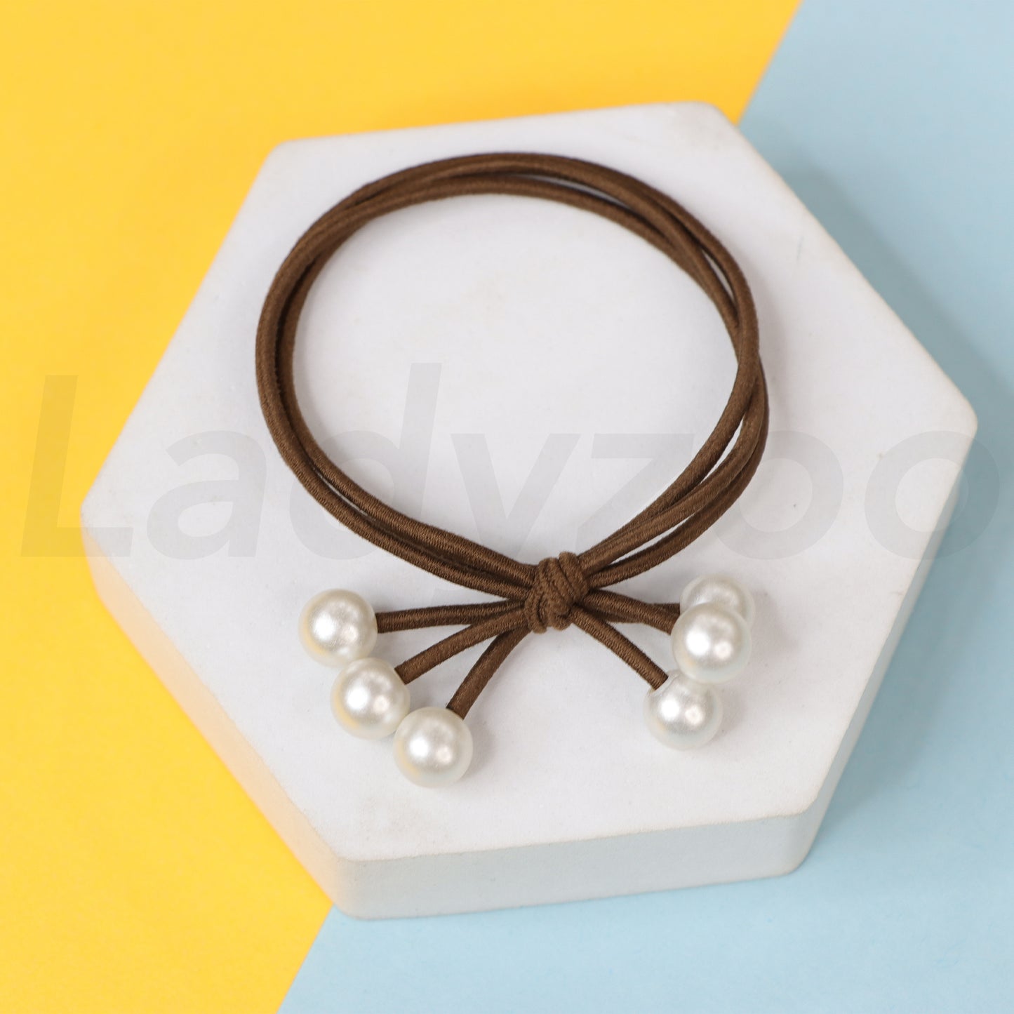 Triple Pearl Knotted Handmade Layered Ponytail Holder Hair Tie Scrunchies Rubber Band for girls