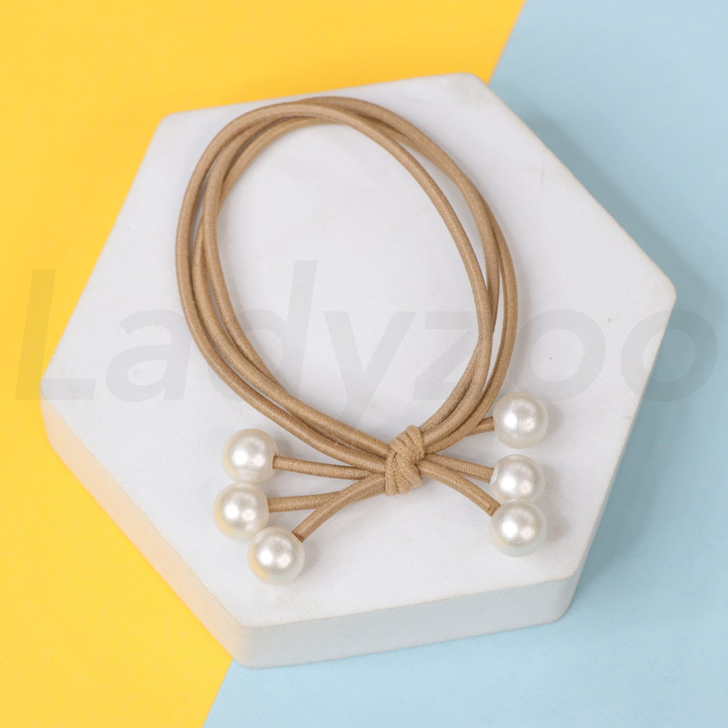 Triple Pearl Knotted Handmade Layered Ponytail Holder Hair Tie Scrunchies Rubber Band for girls