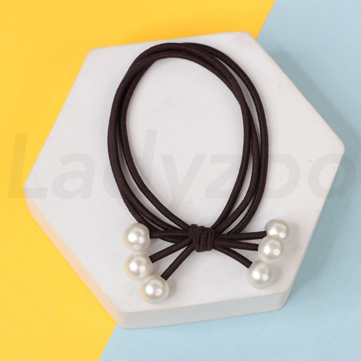 Triple Pearl Knotted Handmade Layered Ponytail Holder Hair Tie Scrunchies Rubber Band for girls