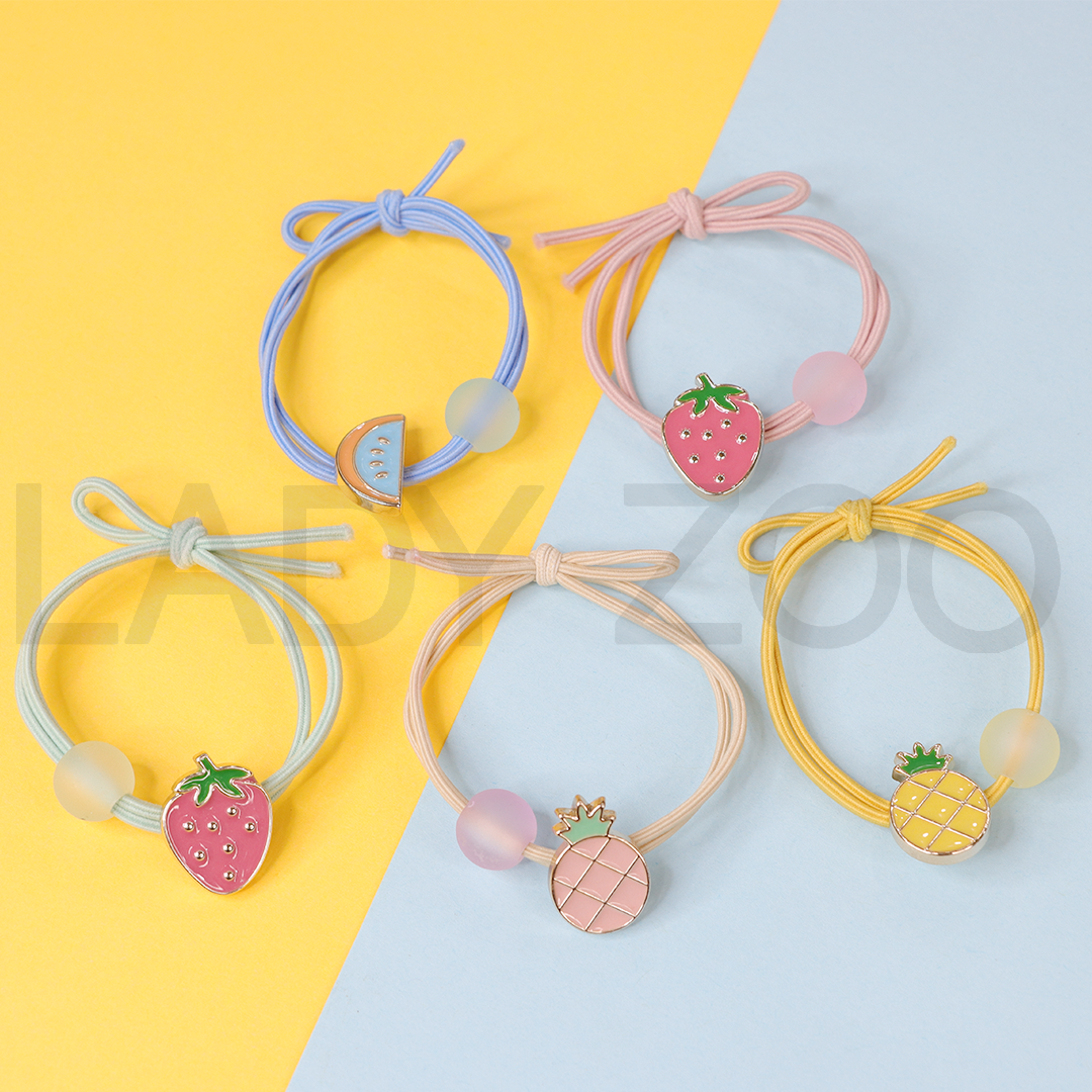 Cute Little pine Apple Hair Ties Matte Paintes Fruit Rubber Band Hair Accessories for girls