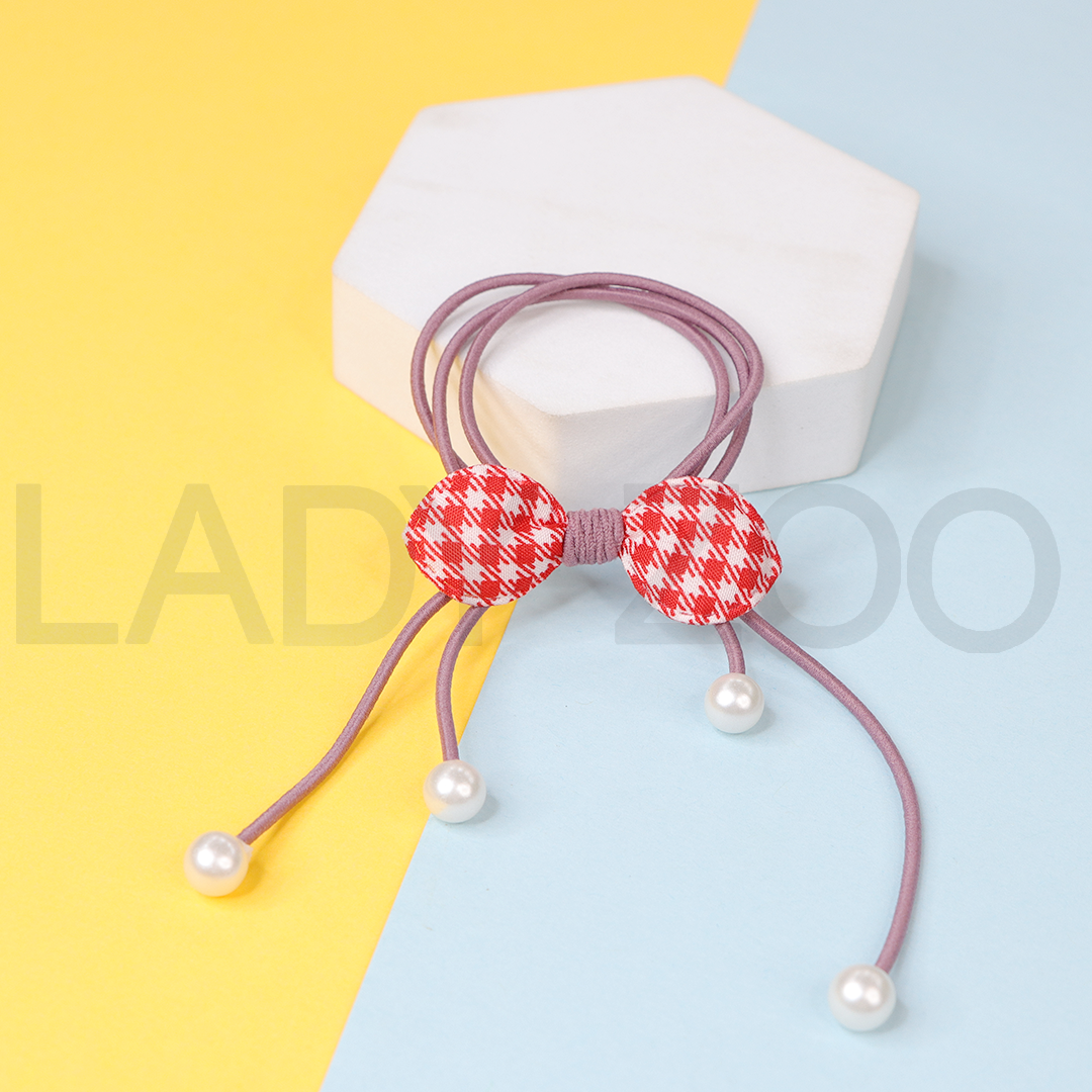 Bow and Pearl Rubber Band Long Lasting Dailywear For Girls