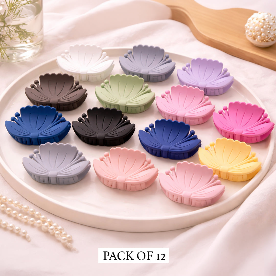 Matte Floral Shell Hair Claw Clips | Stylish Everyday Hair Accessories