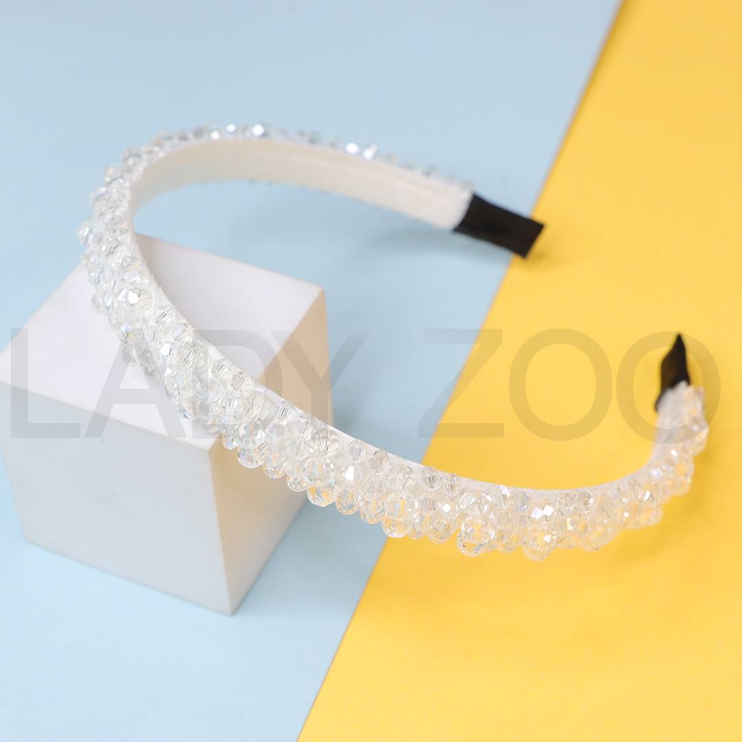 Thin Cross Colorful Bead Braided Hairband Hair Rope For Women