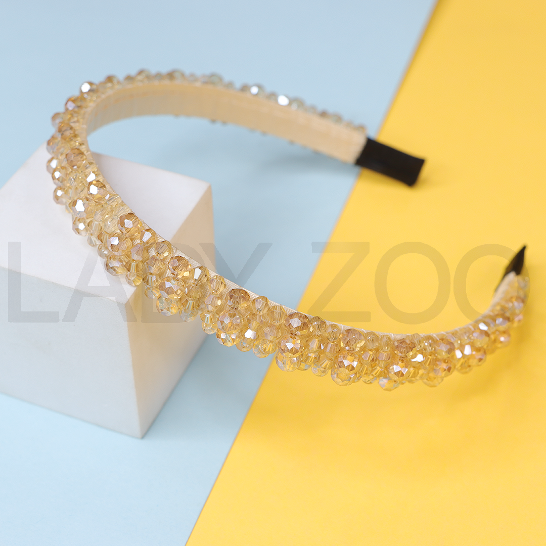 Thin Cross Colorful Bead Braided Hairband Hair Rope For Women