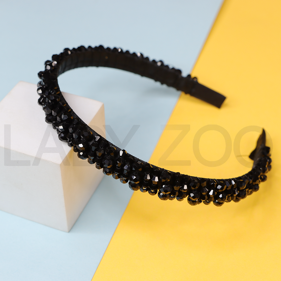 Thin Cross Colorful Bead Braided Hairband Hair Rope For Women