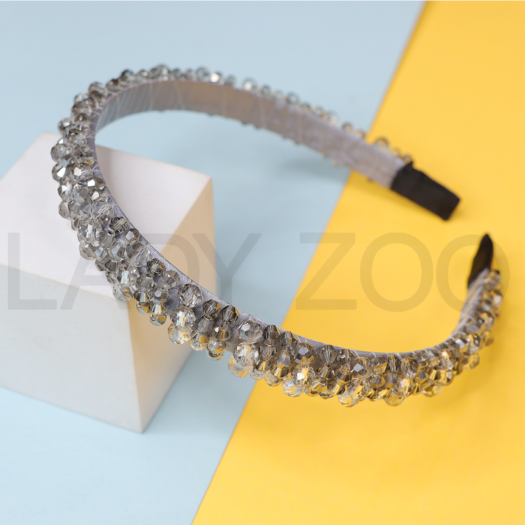 Thin Cross Colorful Bead Braided Hairband Hair Rope For Women