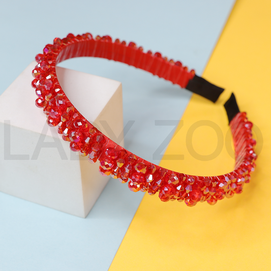 Thin Cross Colorful Bead Braided Hairband Hair Rope For Women