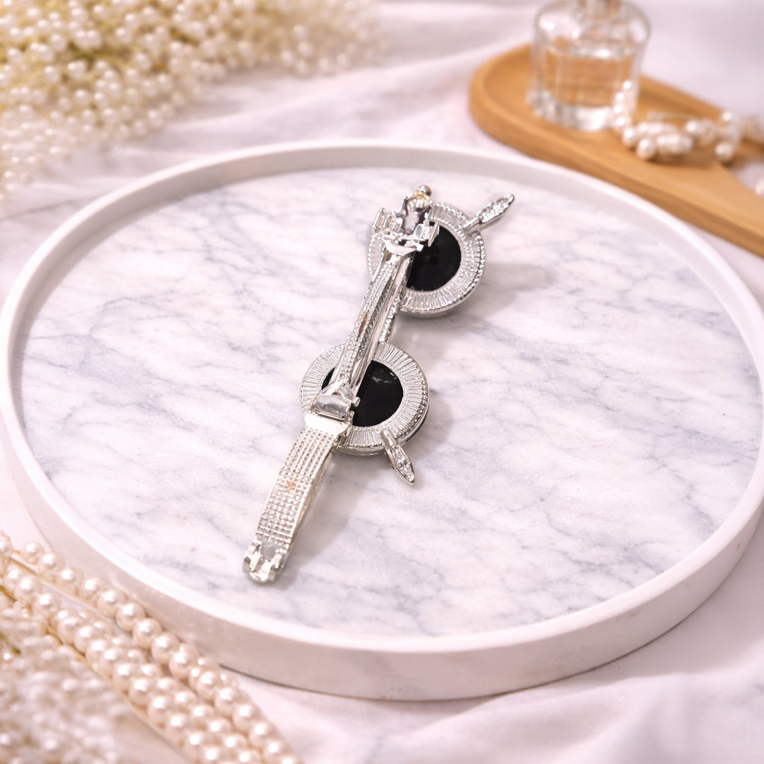 Elegant Dual-Circle Hair Clip with Crystal Finish
