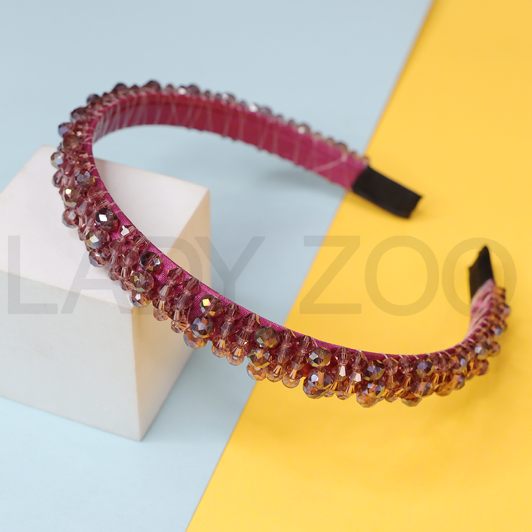 Thin Cross Colorful Bead Braided Hairband Hair Rope For Women