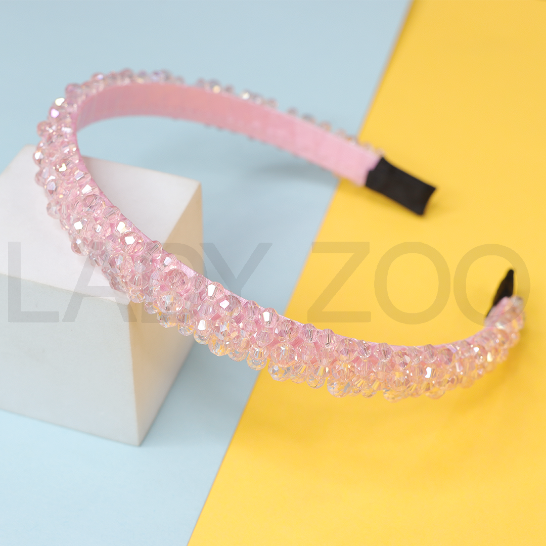 Thin Cross Colorful Bead Braided Hairband Hair Rope For Women