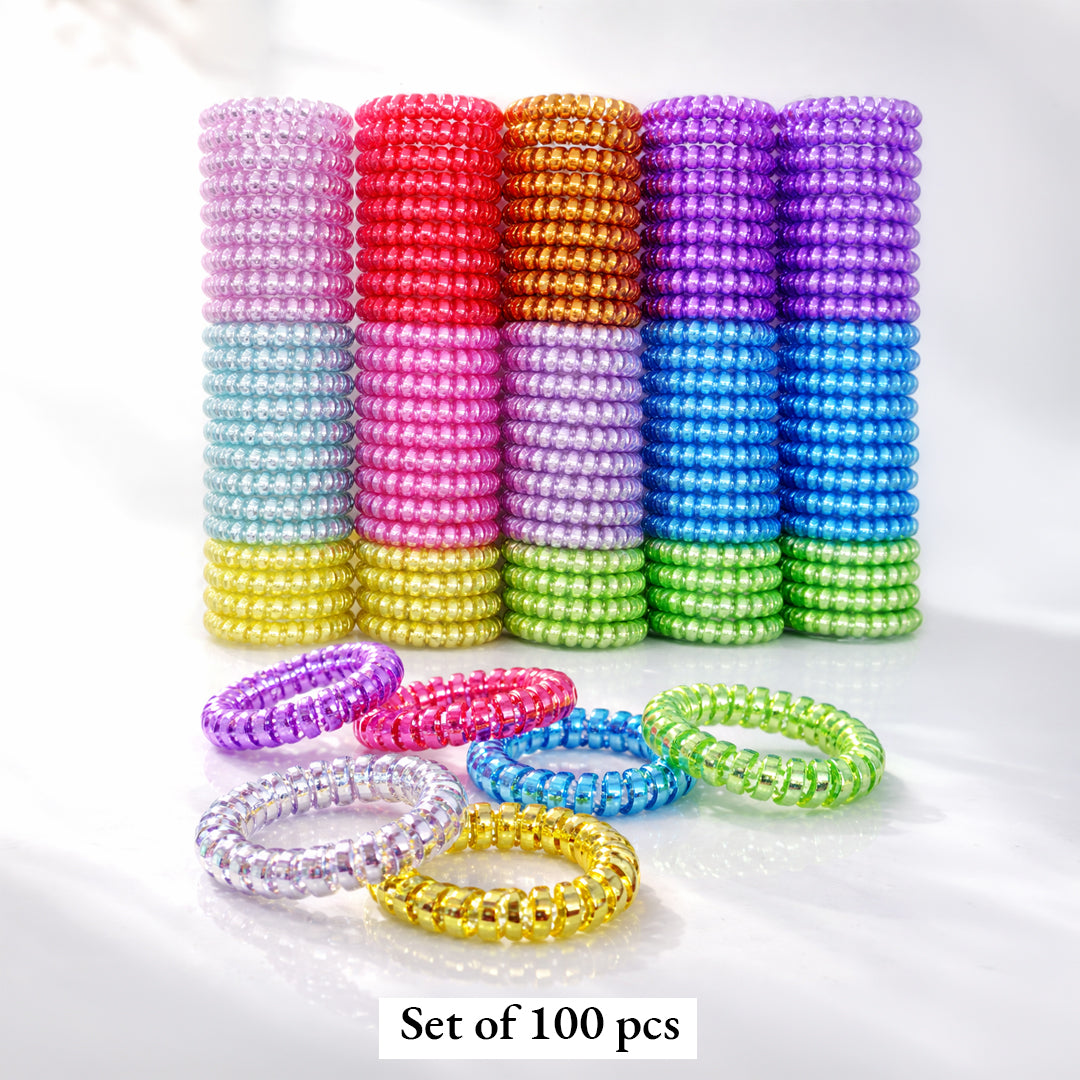 Premium Spiral Hair Ties – Multicolor Elastic Coil Scrunchies for Women & Girls (No Damage, Strong Hold)