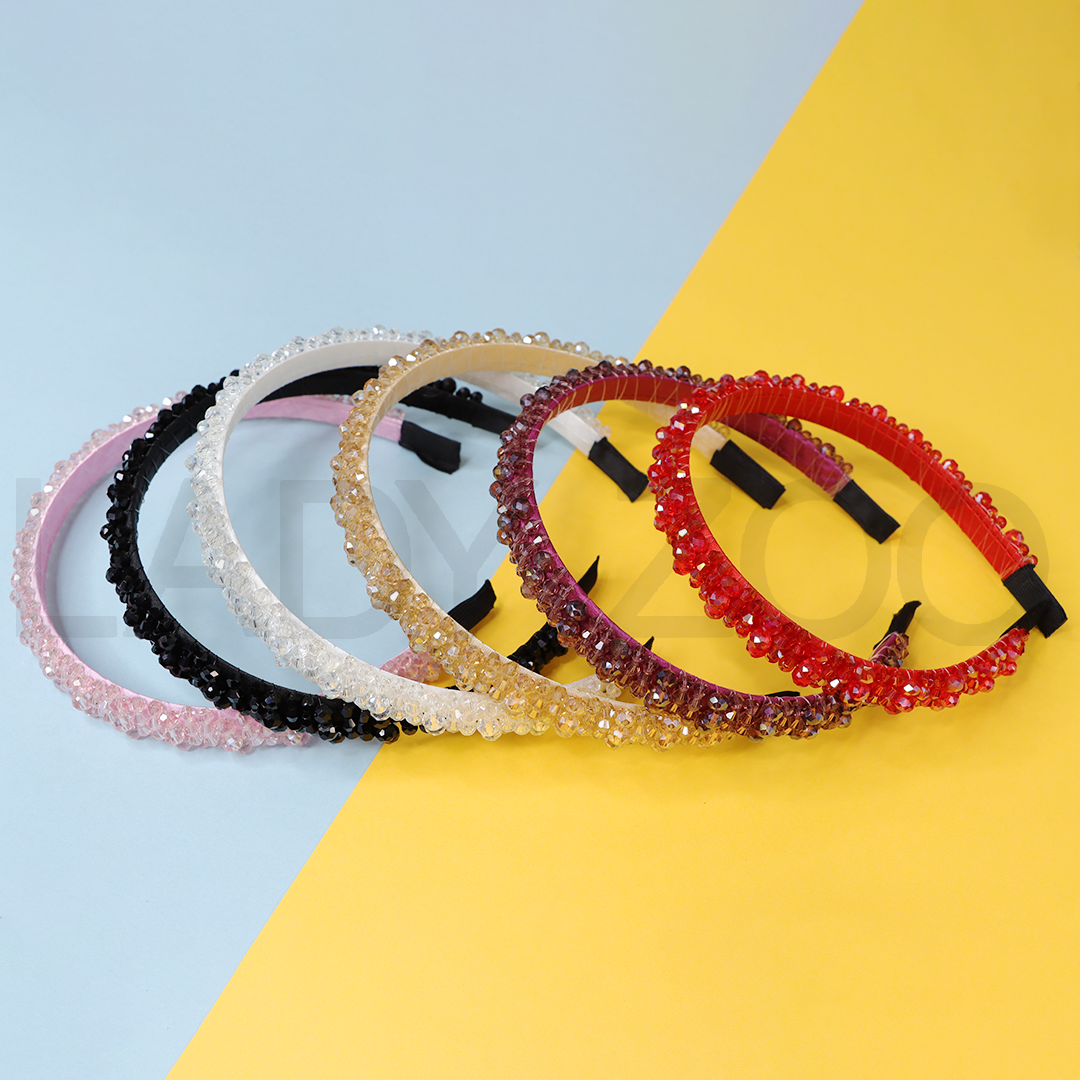 Thin Cross Colorful Bead Braided Hairband Hair Rope For Women