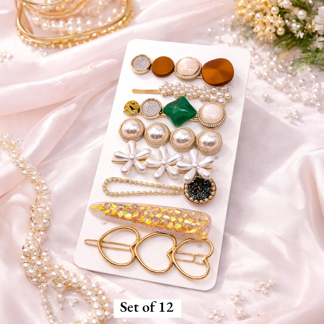 Premium Gold-Tone Designer Hairpins for Women & Girls (Stylish Multi-Design Pack)