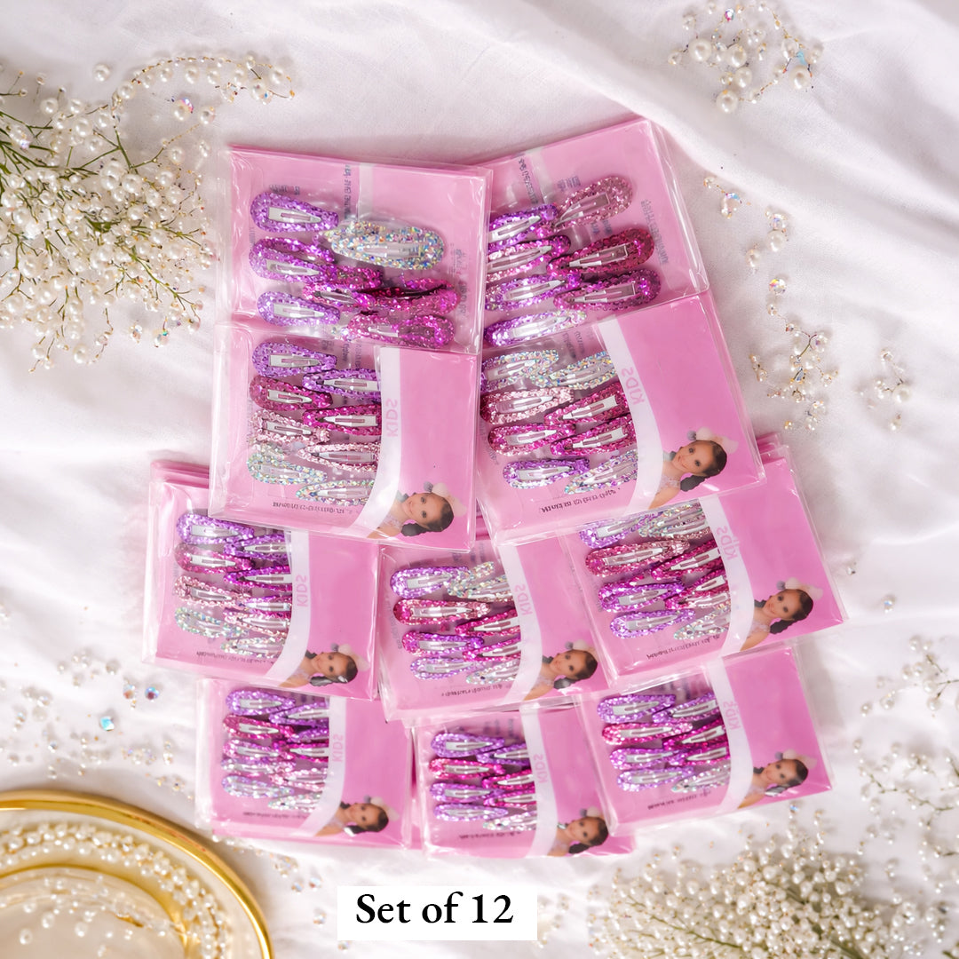 Glitter Snap Hair Clips Set – Sparkling Multicolor Hair Accessories for Girls