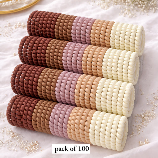 Premium Spiral Hair Ties Set – No-Crease Telephone Cord Hair Bands for Women & Girls (Multicolor Neutral Shades)