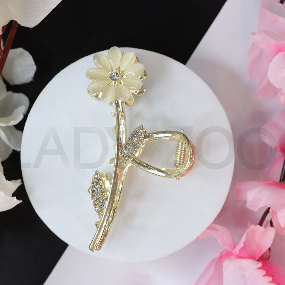 Floral Claw Clip Golden Big Clutchers for Hair Clutcher for women