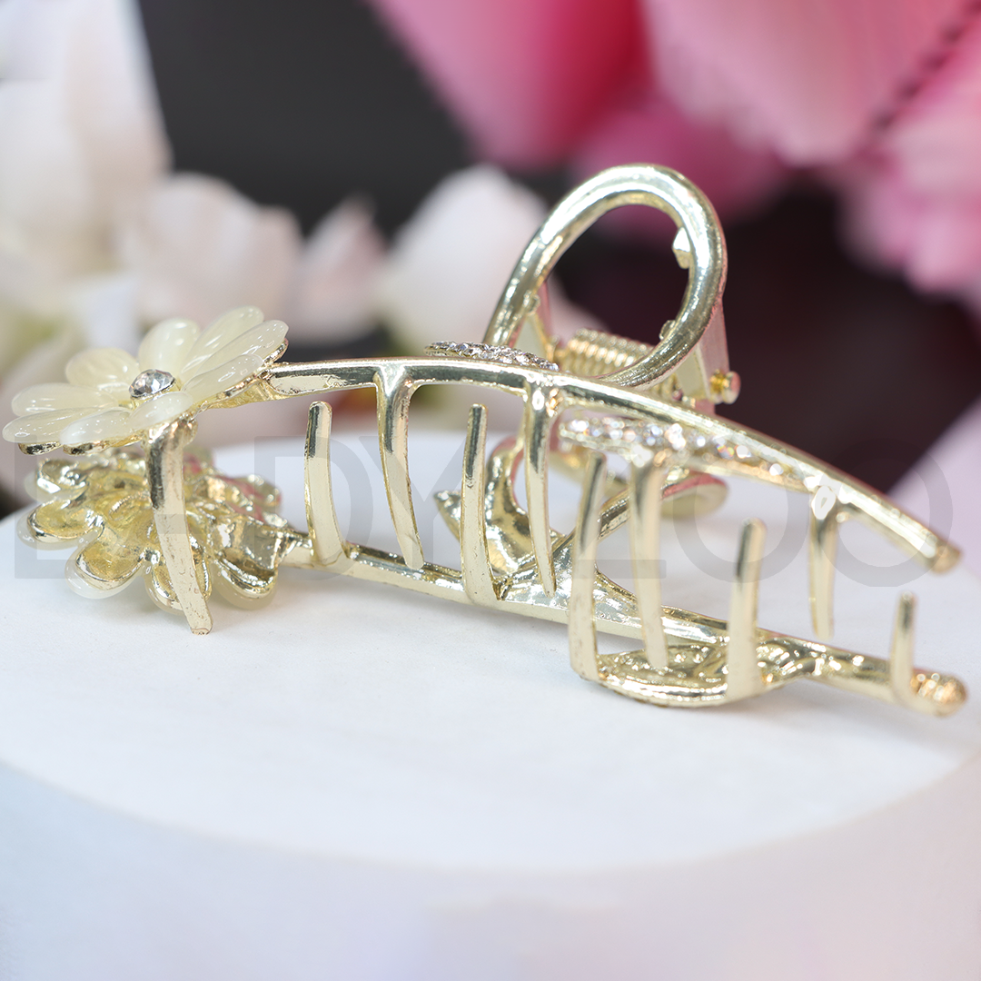 Floral Claw Clip Golden Big Clutchers for Hair Clutcher for women