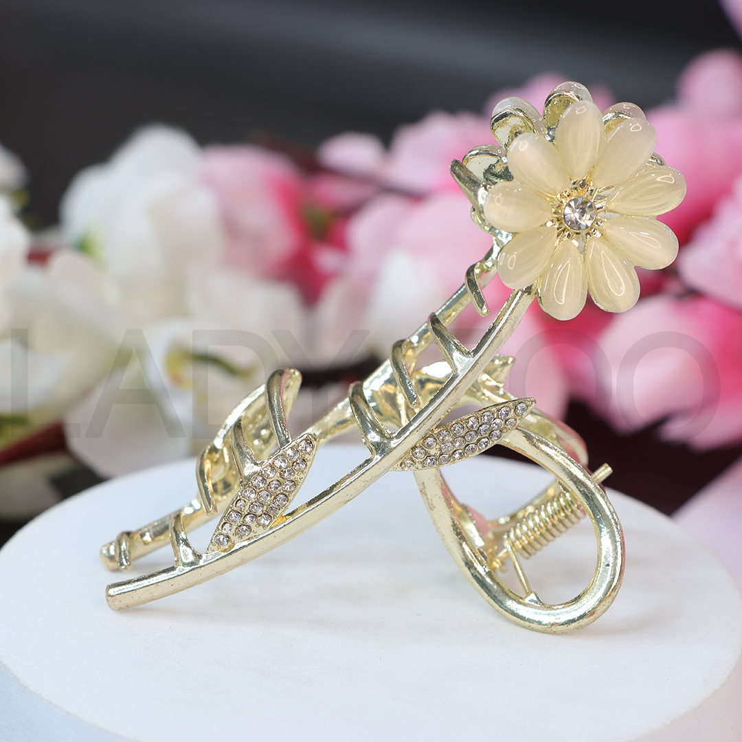 Floral Claw Clip Golden Big Clutchers for Hair Clutcher for women